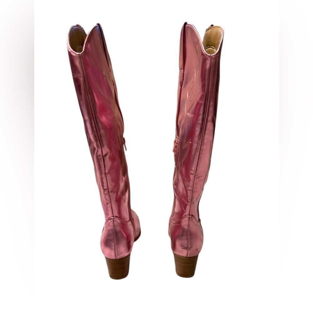 DREAM PAIRS
Pointed-Toe Cowgirl Knee-high Boots Pink Metallic Women's 8.5 - Picture 5 of 12